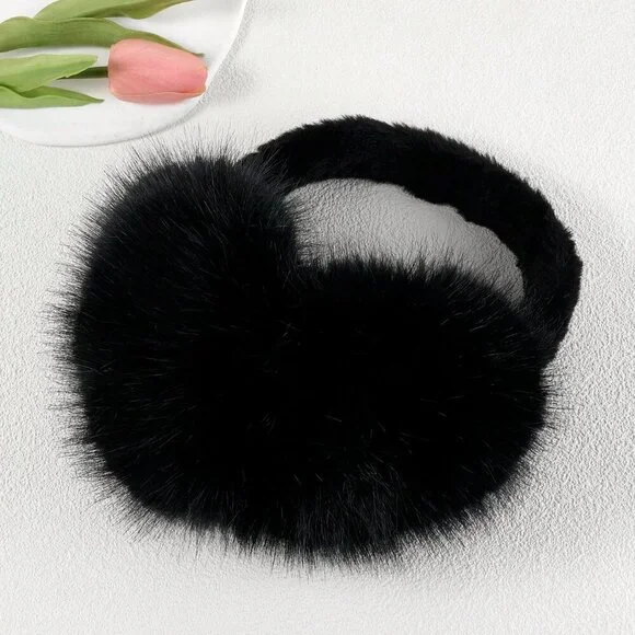 Black Casual Women's Plush Ear Muff